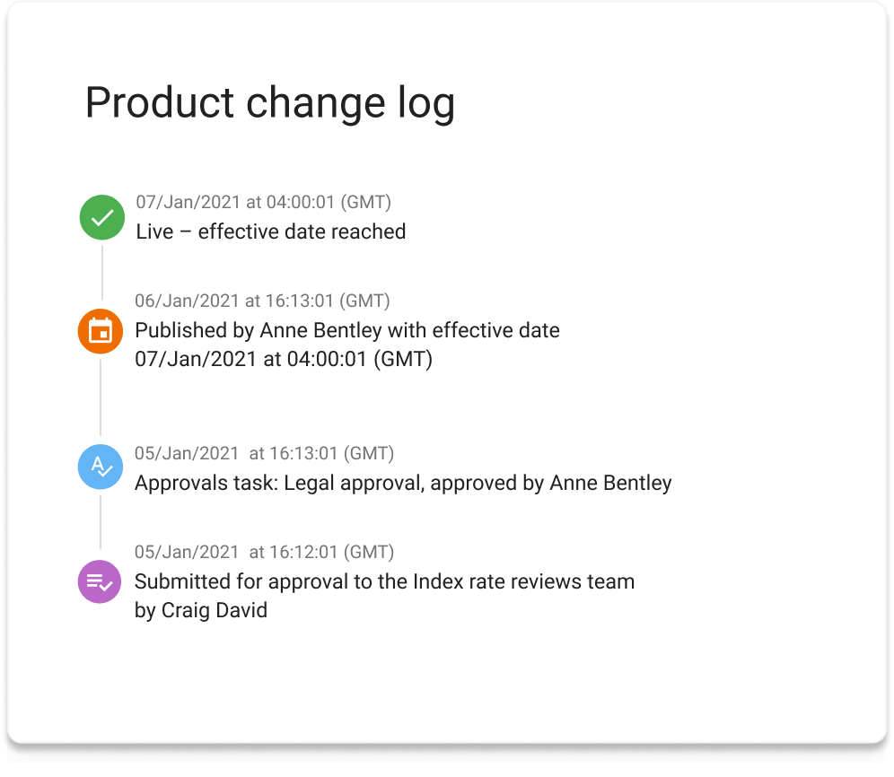 Product change log